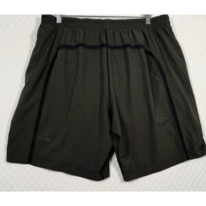 Lululemon Pace Breaker Shorts 9" Inseam Lined Green Strip Mens L Drawstring Gym